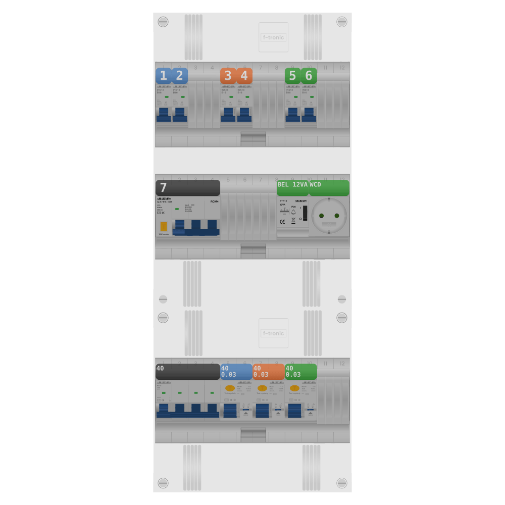 SEP Pro Groepenkast 3 fase 6 groepen + beltrafo + wcd + kracht