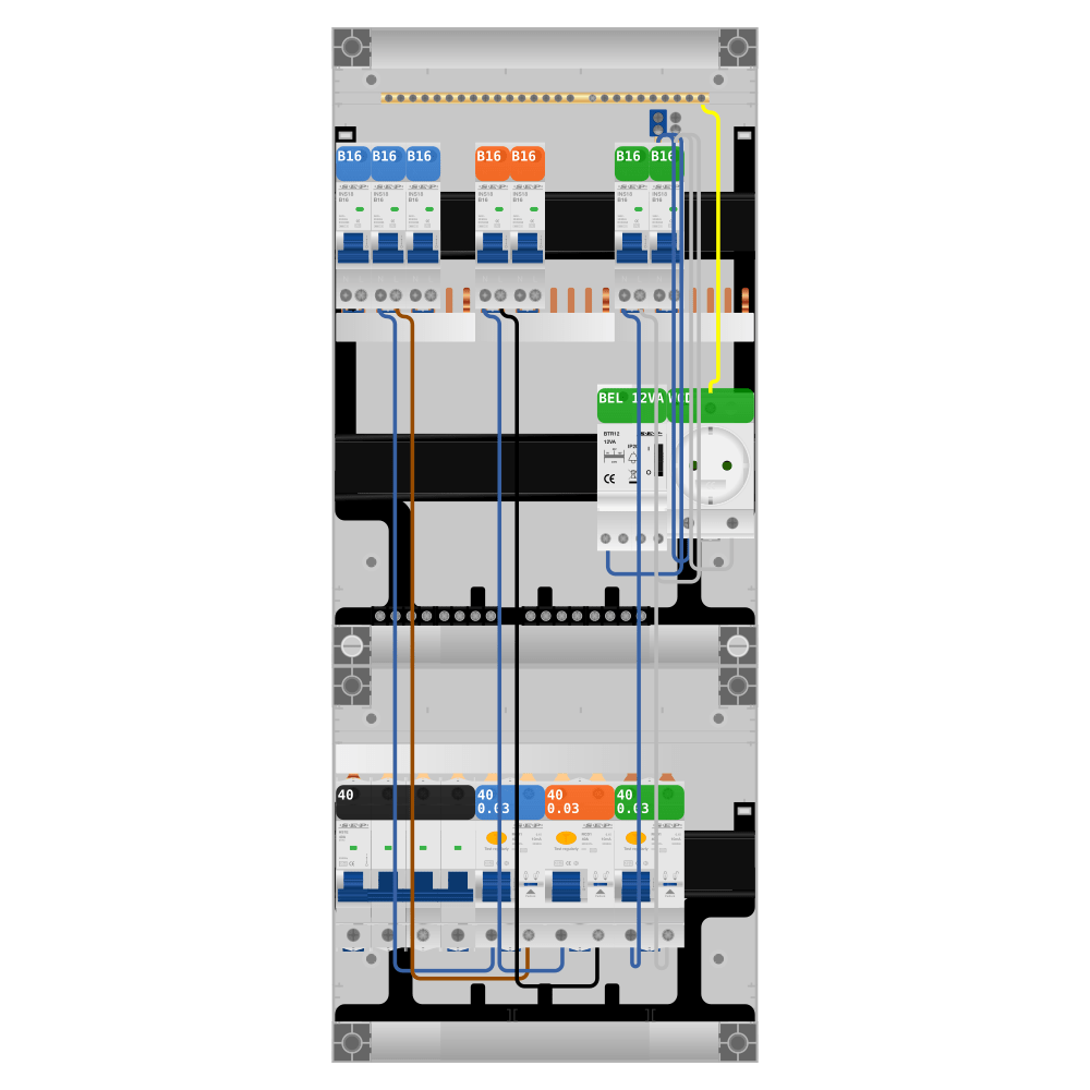 SEP Pro Groepenkast 3 fase 7 groepen + beltrafo + wcd