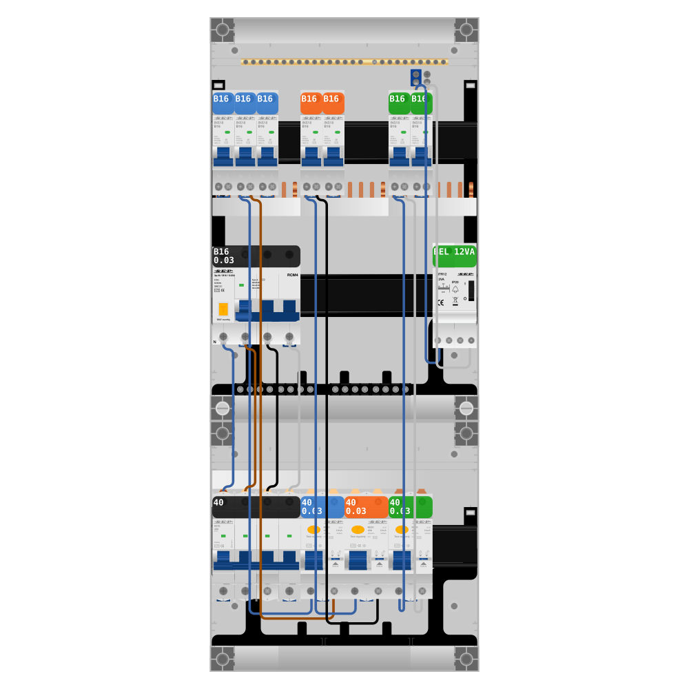 SEP Pro Groepenkast 3 fase 7 groepen + beltrafo + kracht