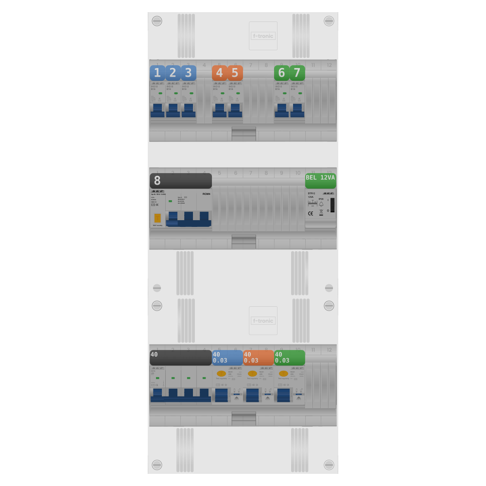 SEP Pro Groepenkast 3 fase 7 groepen + beltrafo + kracht