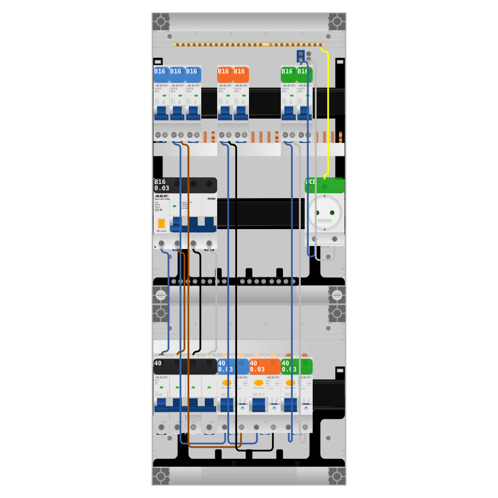 SEP Pro Groepenkast 3 fase 7 groepen + wcd + kracht