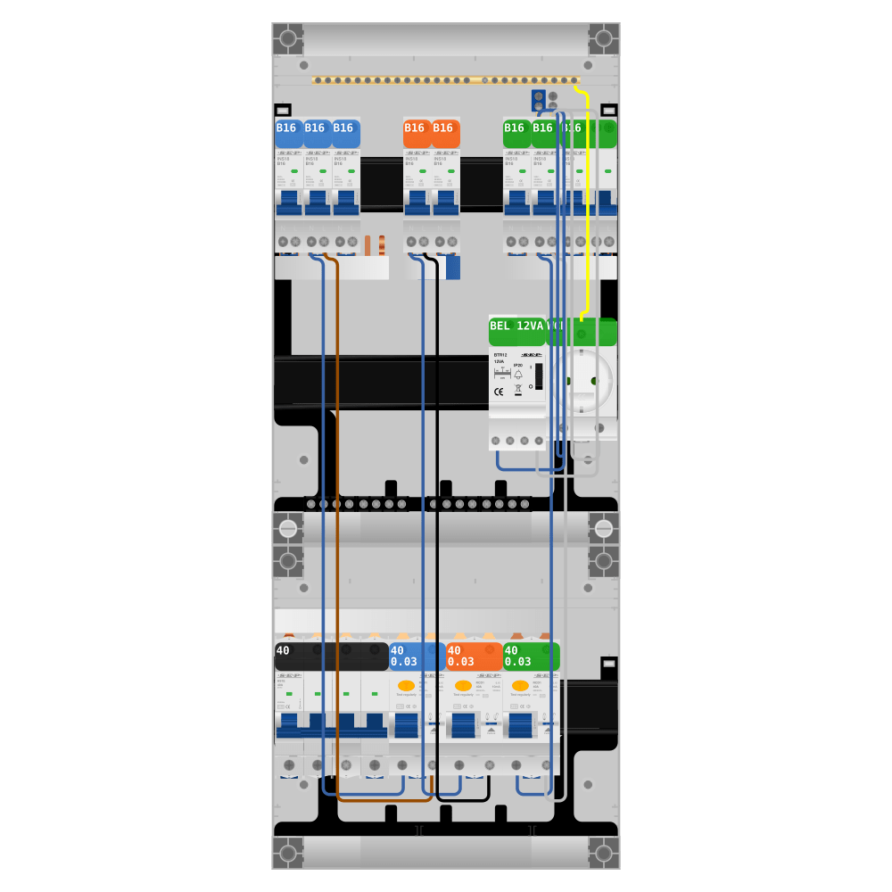 SEP Pro Groepenkast 3 fase 7 groepen + beltrafo + wcd + kookgroep