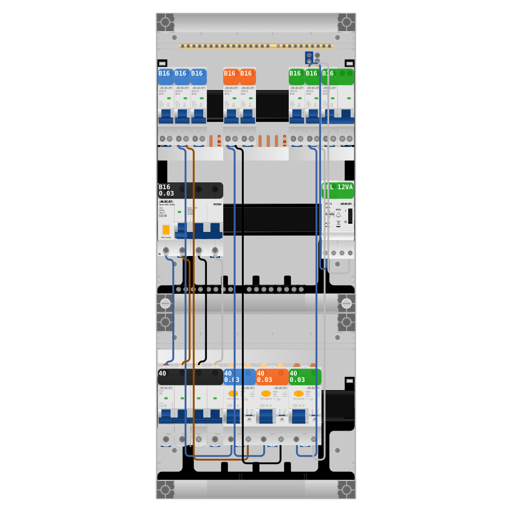 SEP Pro Groepenkast 3 fase 7 groepen + beltrafo + kookgroep + kracht