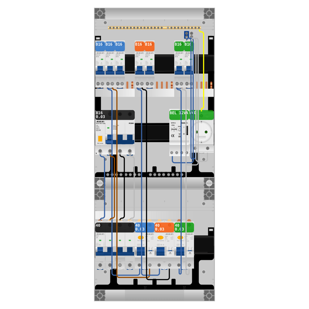 SEP Pro Groepenkast 3 fase 7 groepen + beltrafo + wcd + kracht
