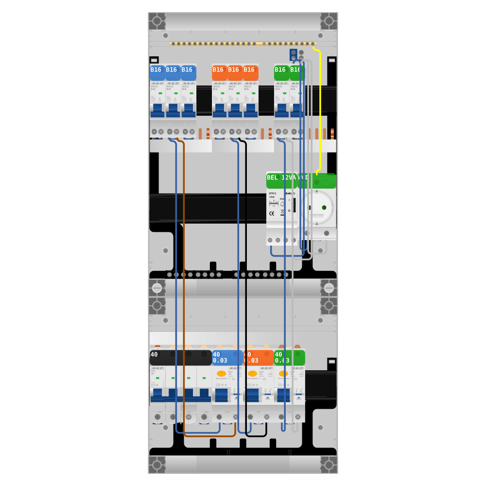 SEP Pro Groepenkast 3 fase 8 groepen + beltrafo + wcd