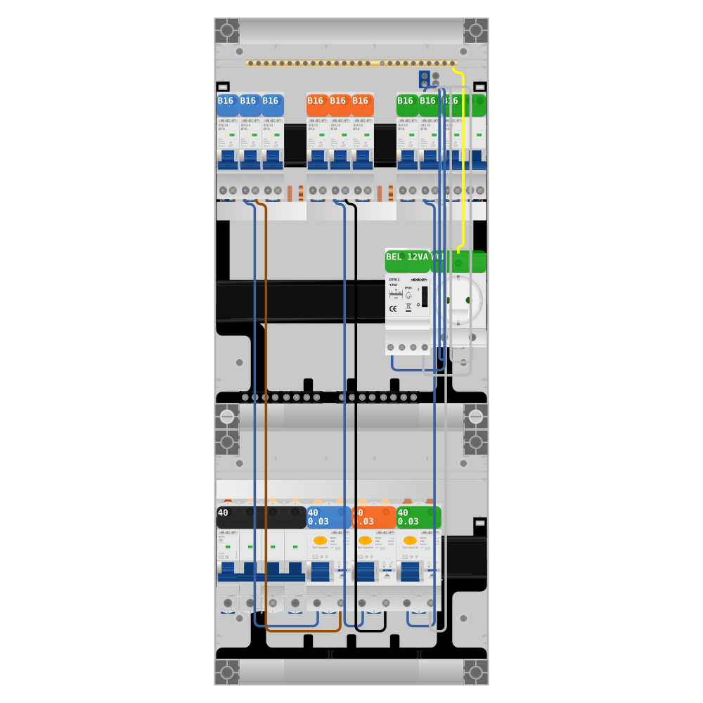SEP Pro Groepenkast 3 fase 8 groepen + beltrafo + wcd + kookgroep