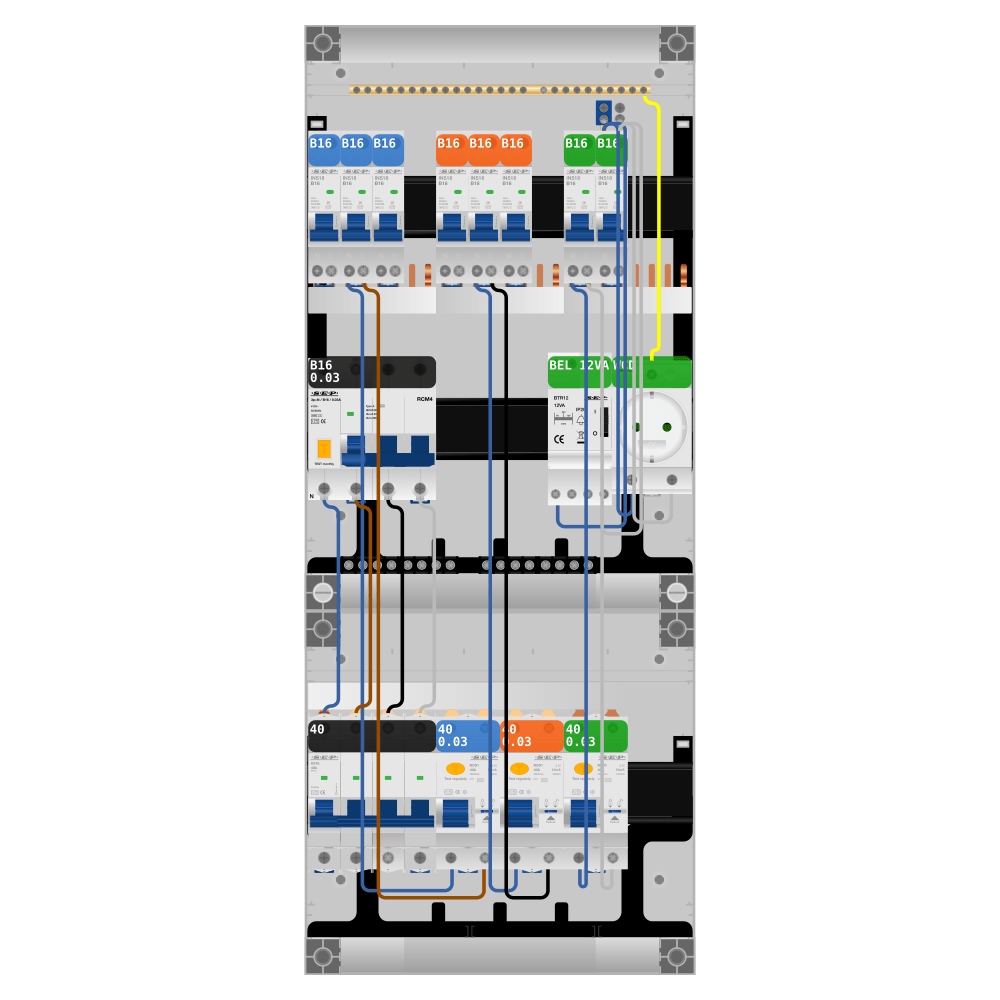 SEP Pro Groepenkast 3 fase 8 groepen + beltrafo + wcd + kracht