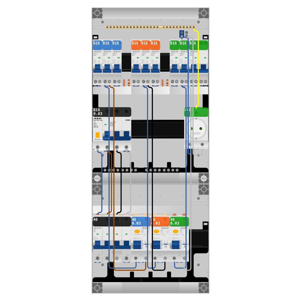 SEP Pro Groepenkast 3 fase 8 groepen + wcd + kookgroep + kracht