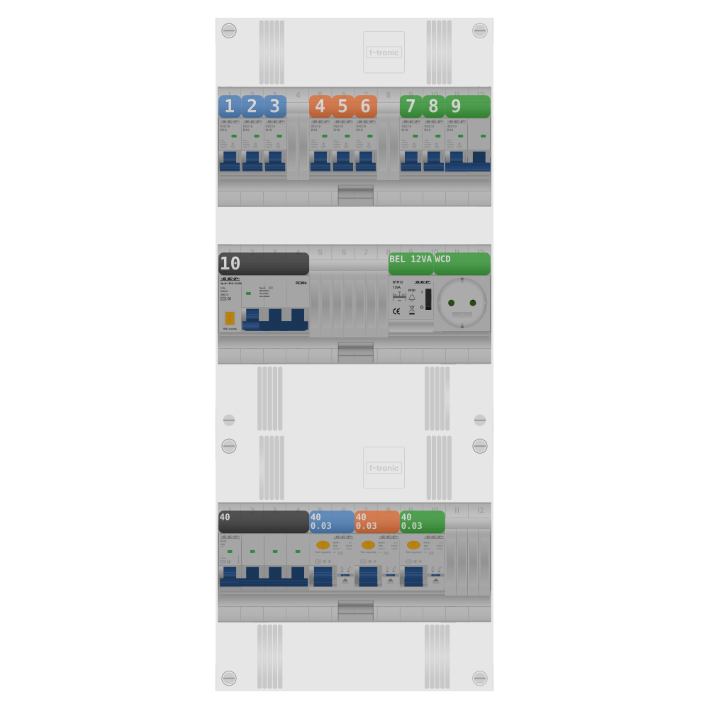 SEP Pro Groepenkast 3 fase 8 groepen + beltrafo + wcd + kookgroep + kracht