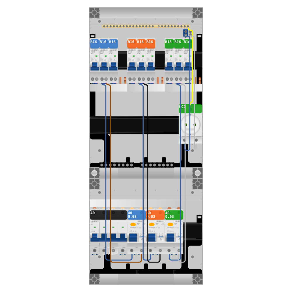 SEP Pro Groepenkast 3 fase 9 groepen + wcd