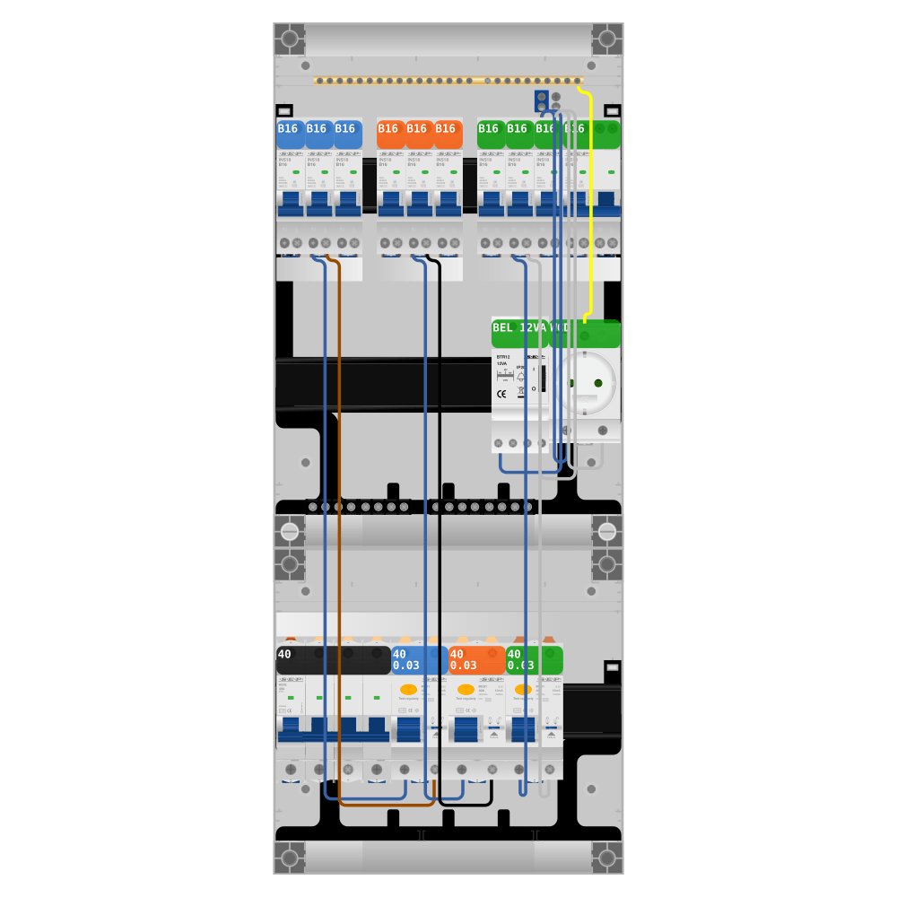 SEP Pro Groepenkast 3 fase 9 groepen + beltrafo + wcd + kookgroep