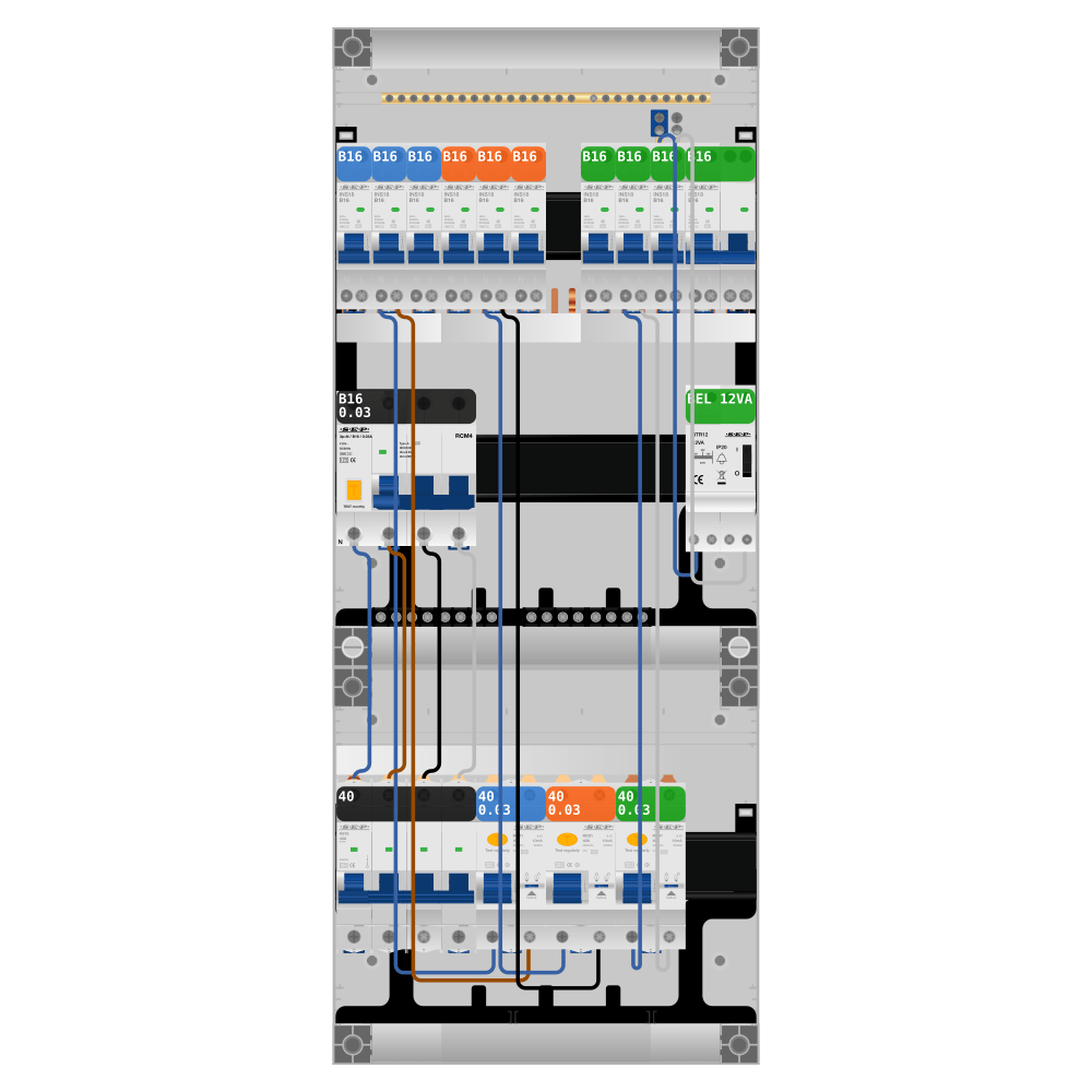 SEP Pro Groepenkast 3 fase 9 groepen + beltrafo + kookgroep + kracht