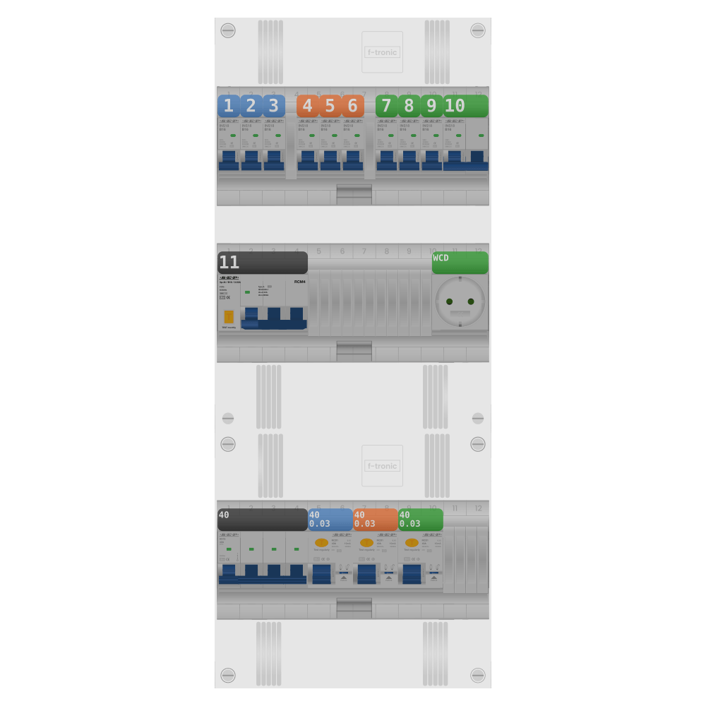 SEP Pro Groepenkast 3 fase 9 groepen + wcd + kookgroep + kracht