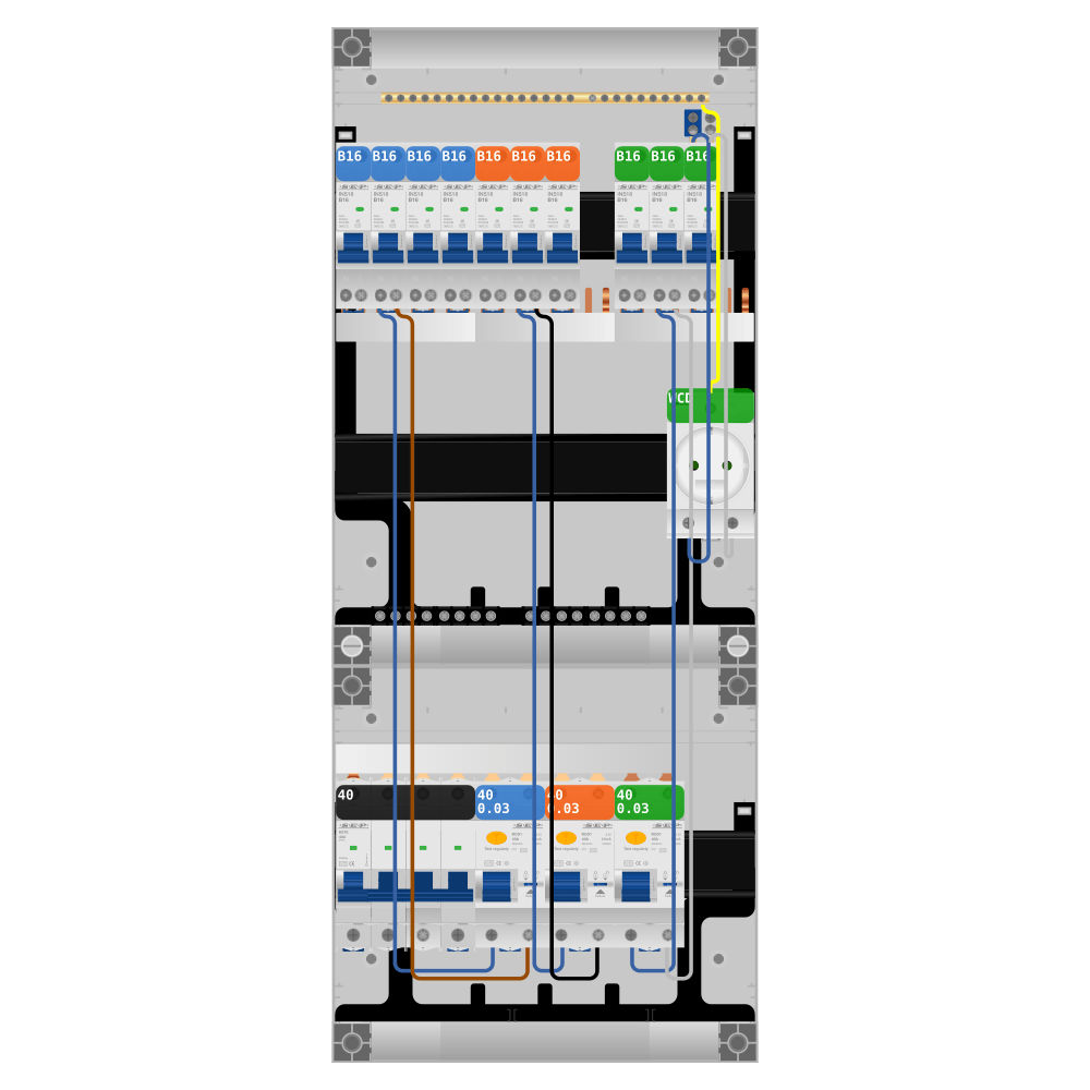 SEP Pro Groepenkast 3 fase 10 groepen + wcd