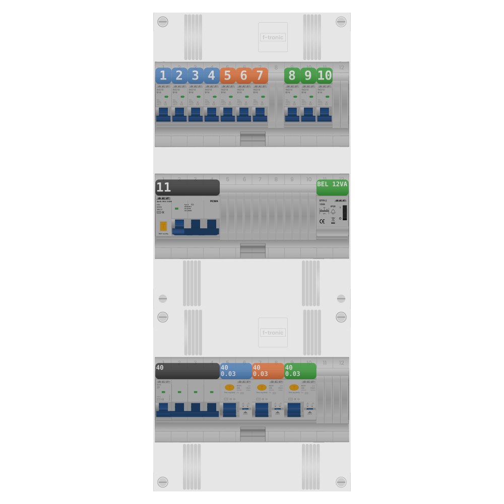 SEP Pro Groepenkast 3 fase 10 groepen + beltrafo + kracht