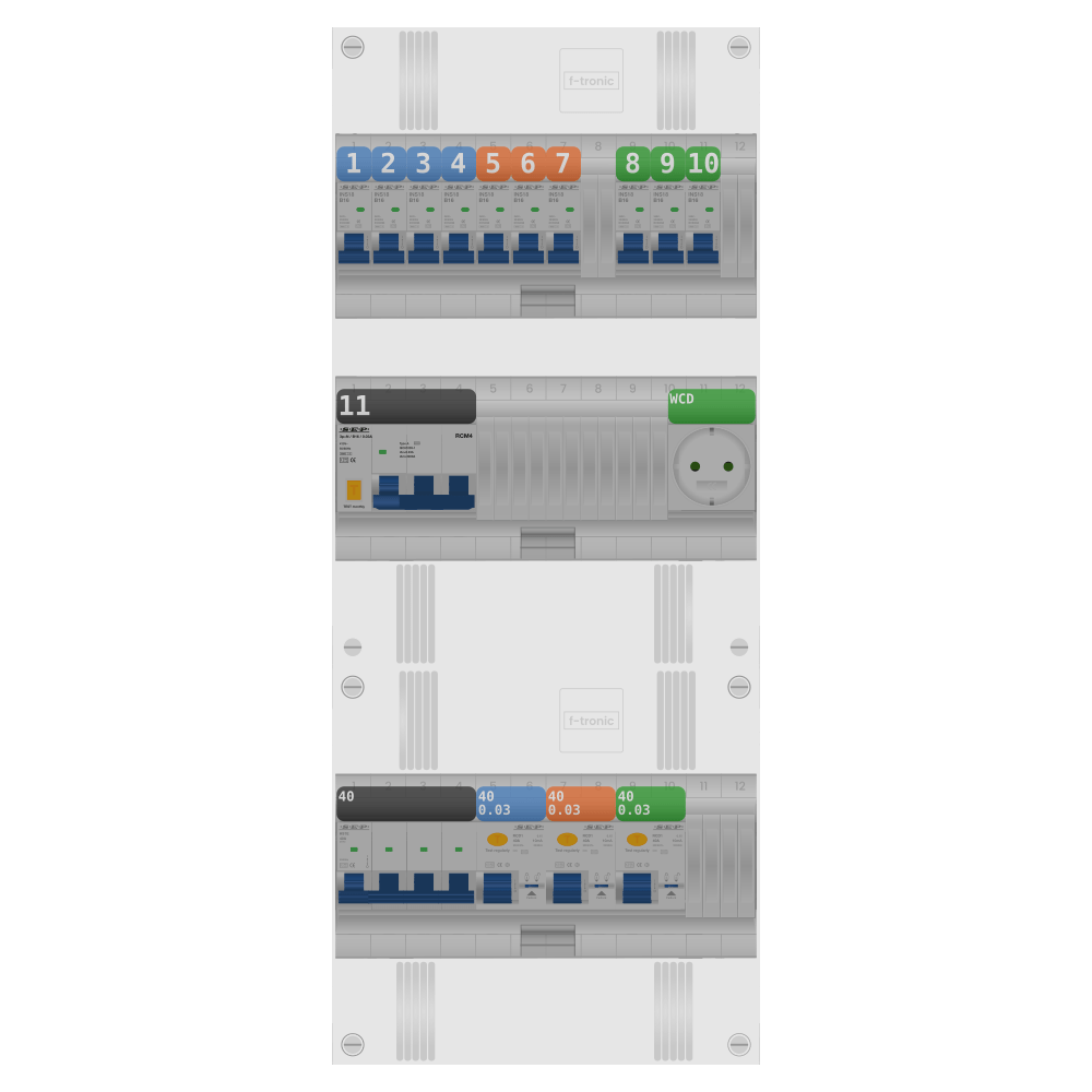 SEP Pro Groepenkast 3 fase 10 groepen + wcd + kracht