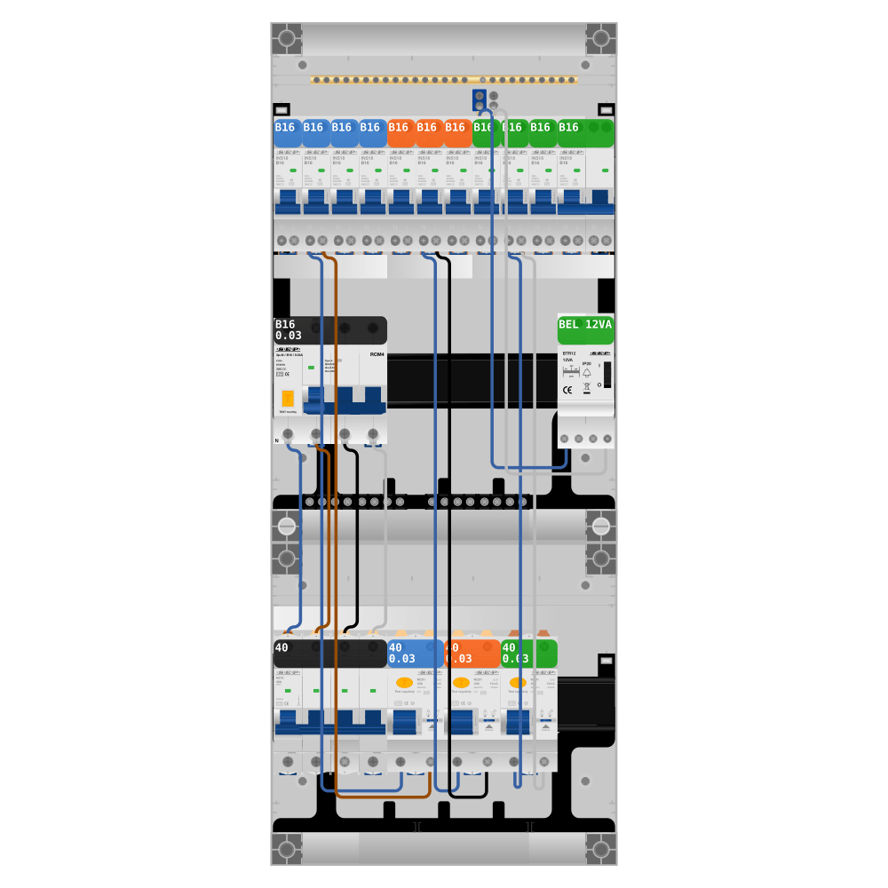SEP Pro Groepenkast 3 fase 10 groepen + beltrafo + kookgroep + kracht