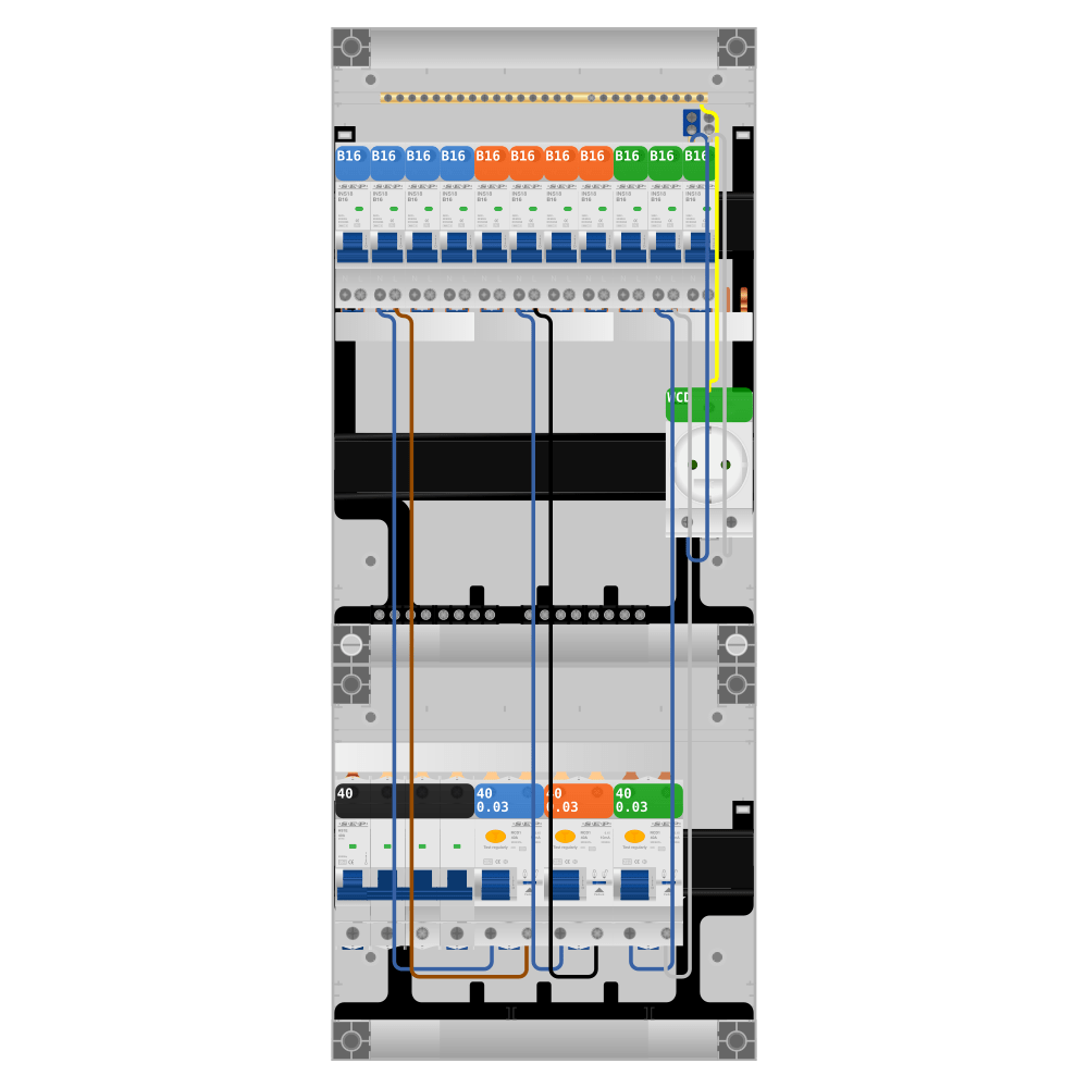 SEP Pro Groepenkast 3 fase 11 groepen + wcd