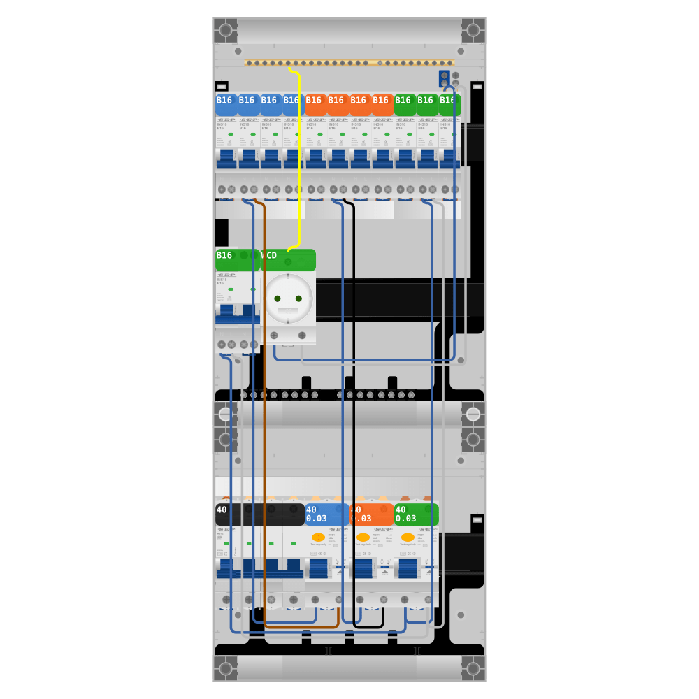 SEP Pro Groepenkast 3 fase 11 groepen + wcd + kookgroep