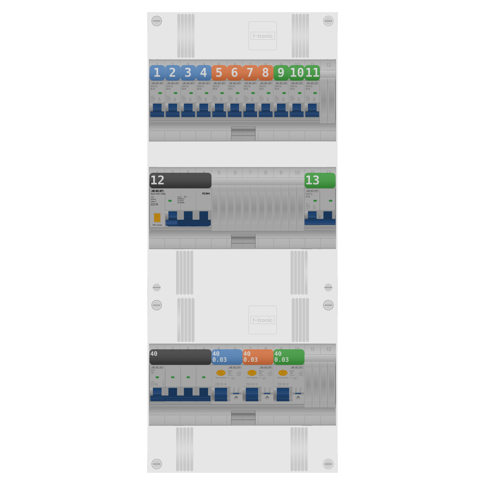 SEP Pro Groepenkast 3 fase 11 groepen + kookgroep + kracht