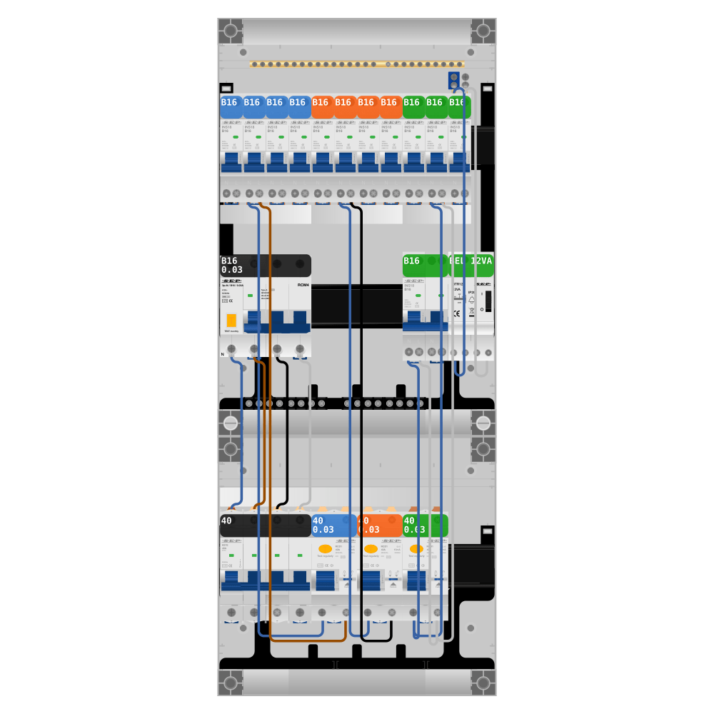 SEP Pro Groepenkast 3 fase 11 groepen + beltrafo + kookgroep + kracht