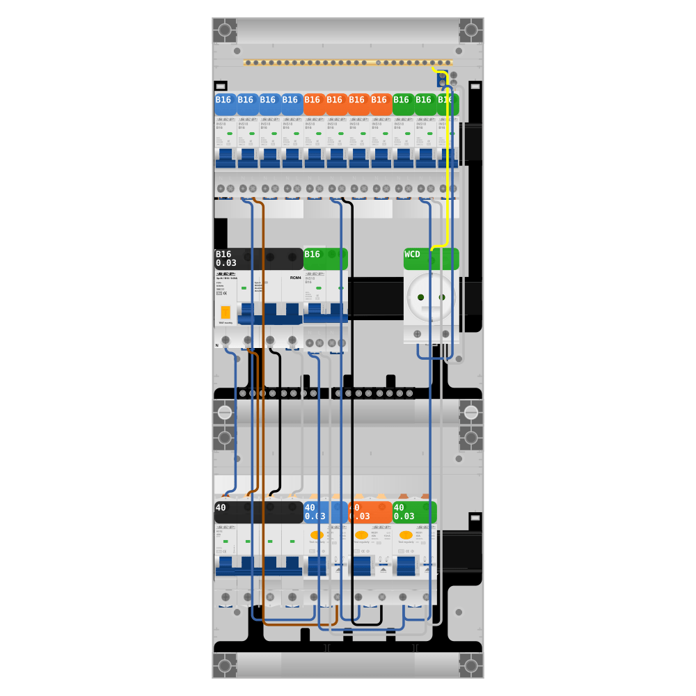 SEP Pro Groepenkast 3 fase 11 groepen + wcd + kookgroep + kracht