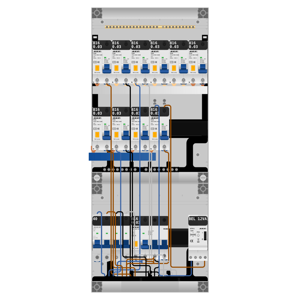 SEP Pro Groepenkast 3 fase 10 alamat + beltrafo + kracht
