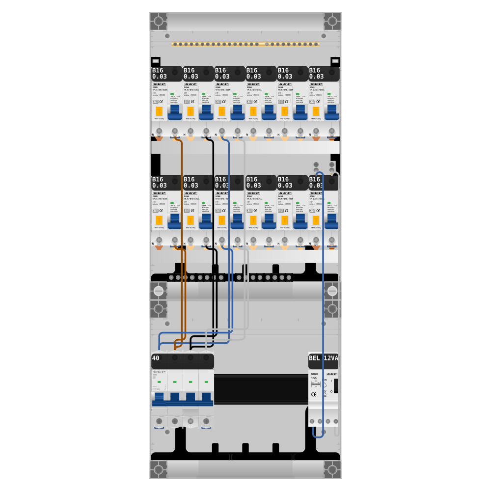SEP Pro Groepenkast 3 fase 12 alamat + beltrafo