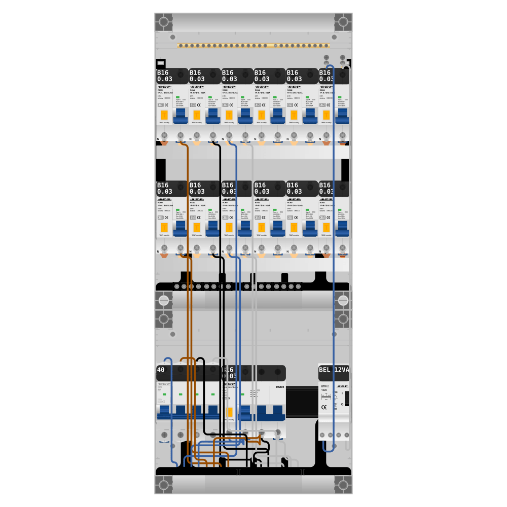 SEP Pro Groepenkast 3 fase 12 alamat + beltrafo + kracht