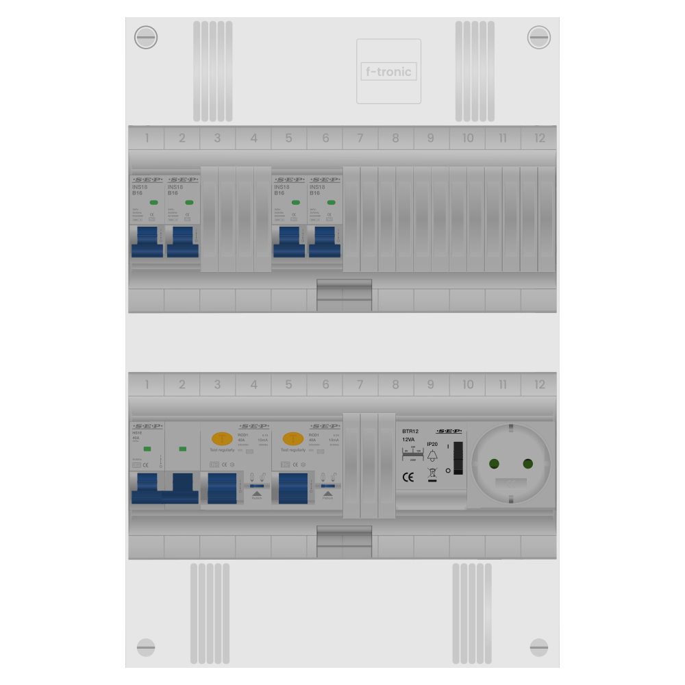 SEP Pro Groepenkast PV-ready 63A 1 fase 4 groepen + beltrafo + wcd