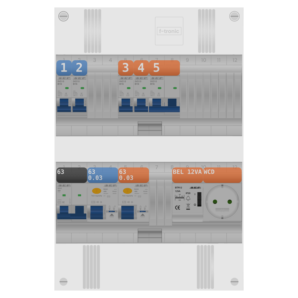 SEP Pro Groepenkast PV-ready 63A 1 fase 4 groepen + beltrafo + wcd + kookgroep