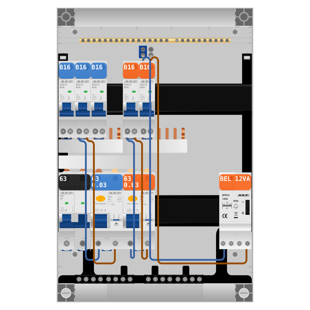 SEP Pro Groepenkast PV-ready 63A 1 fase 5 groepen + beltrafo