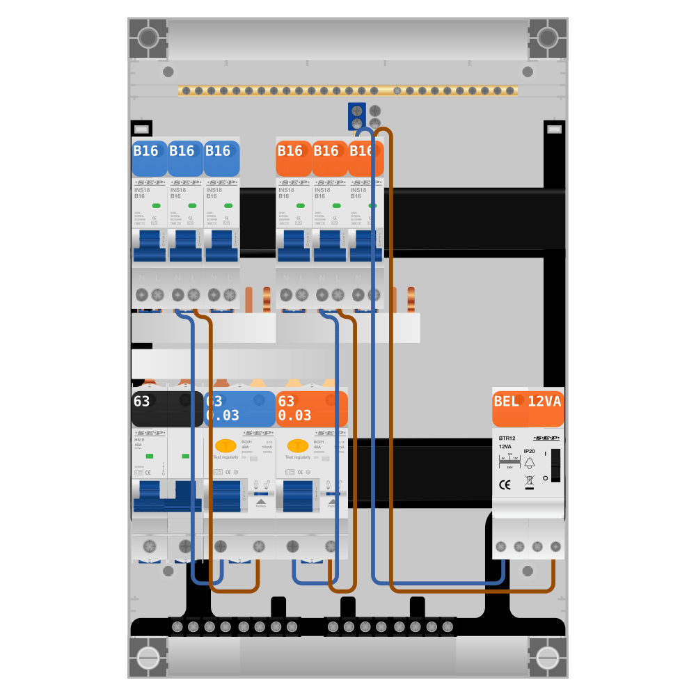 SEP Pro Groepenkast PV-ready 63A 1 fase 6 groepen + beltrafo