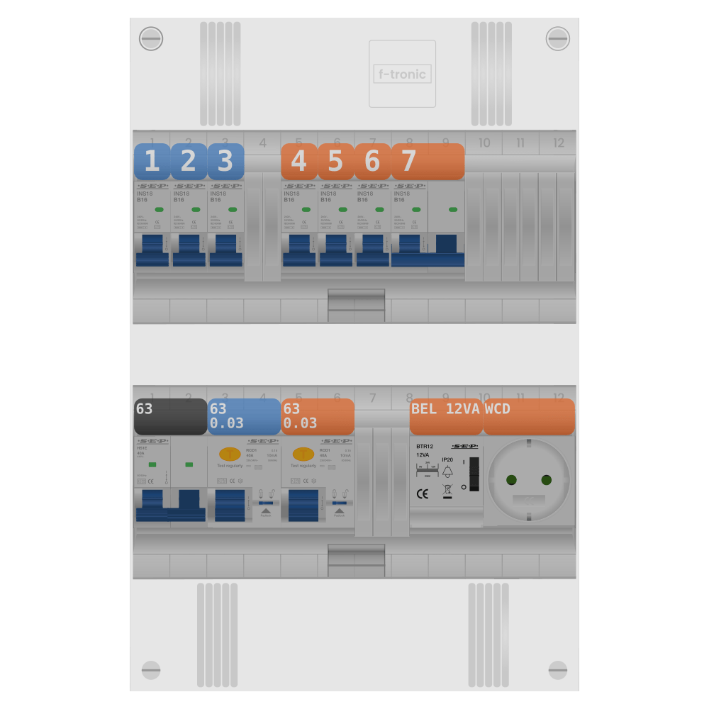 SEP Pro Groepenkast PV-ready 63A 1 fase 6 groepen + beltrafo + wcd + kookgroep