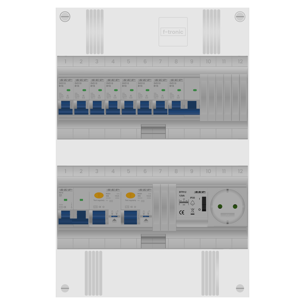 SEP Pro Groepenkast PV-ready 63A 1 fase 7 groepen + beltrafo + wcd + kookgroep