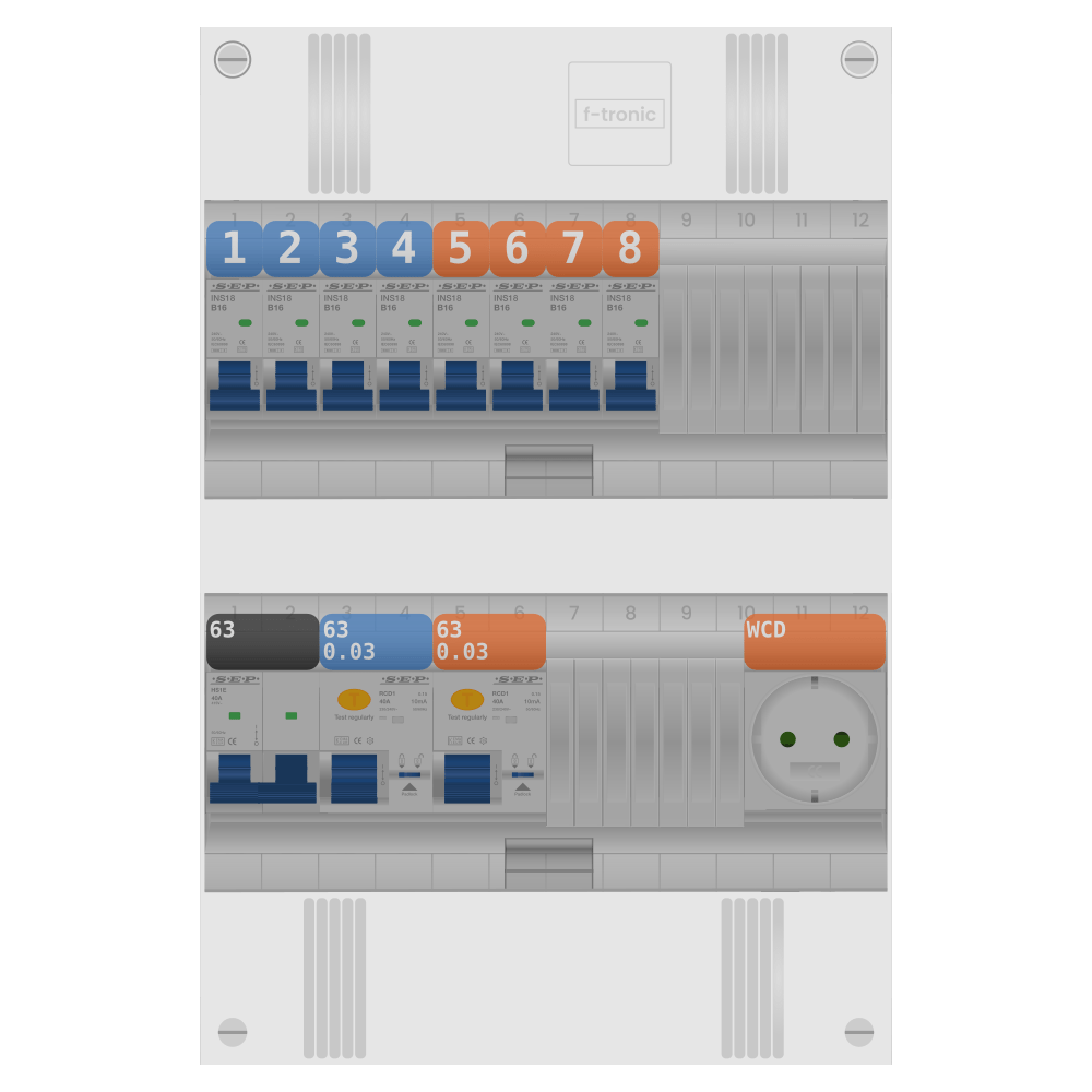 SEP Pro Groepenkast PV-ready 63A 1 fase 8 groepen + wcd