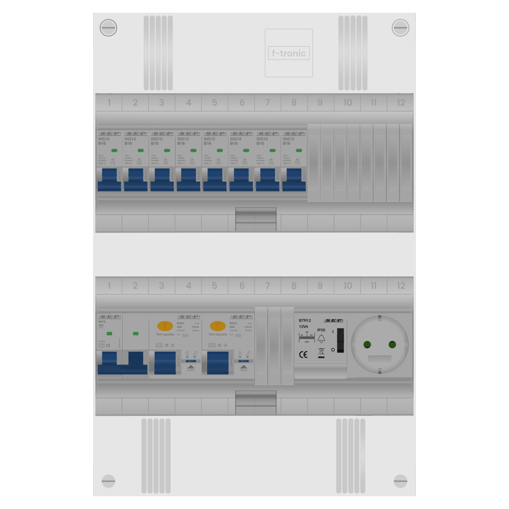 SEP Pro Groepenkast PV-ready 63A 1 fase 8 groepen + beltrafo + wcd