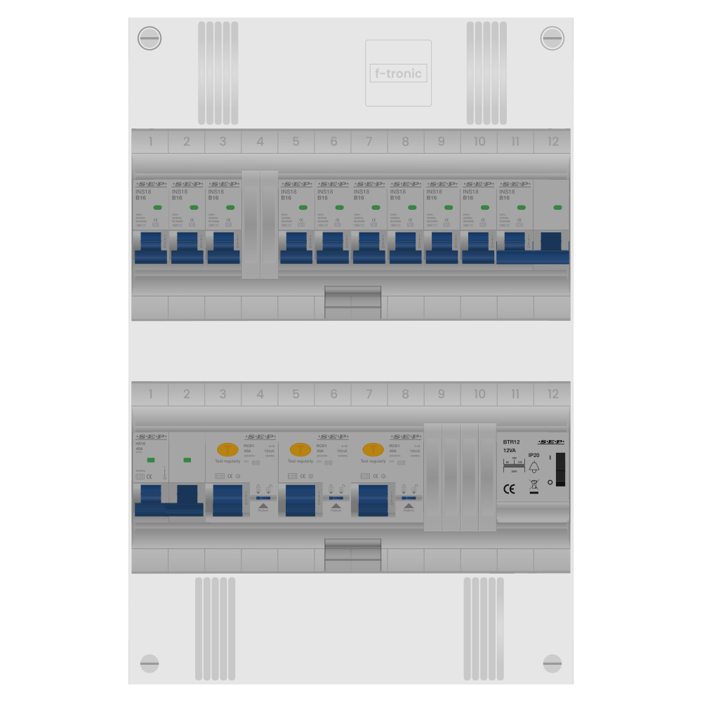 SEP Pro Groepenkast PV-ready 63A 1 fase 9 groepen + beltrafo + kookgroep