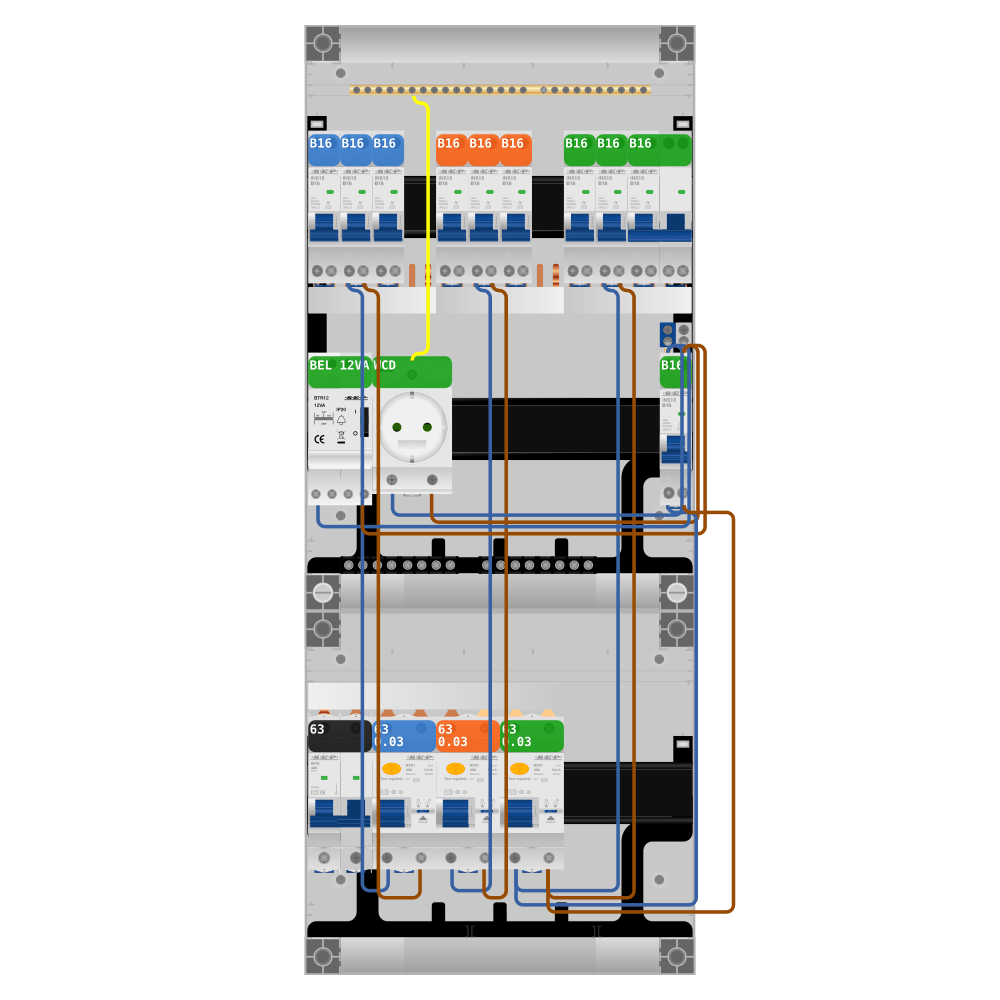 SEP Pro Groepenkast PV-ready 63A 1 fase 9 groepen + beltrafo + wcd + kookgroep