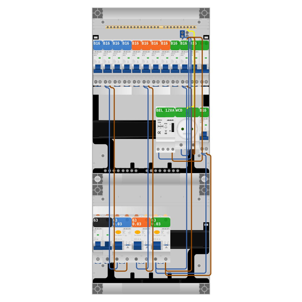 SEP Pro Groepenkast PV-ready 63A 1 fase 11 groepen + beltrafo + wcd + kookgroep