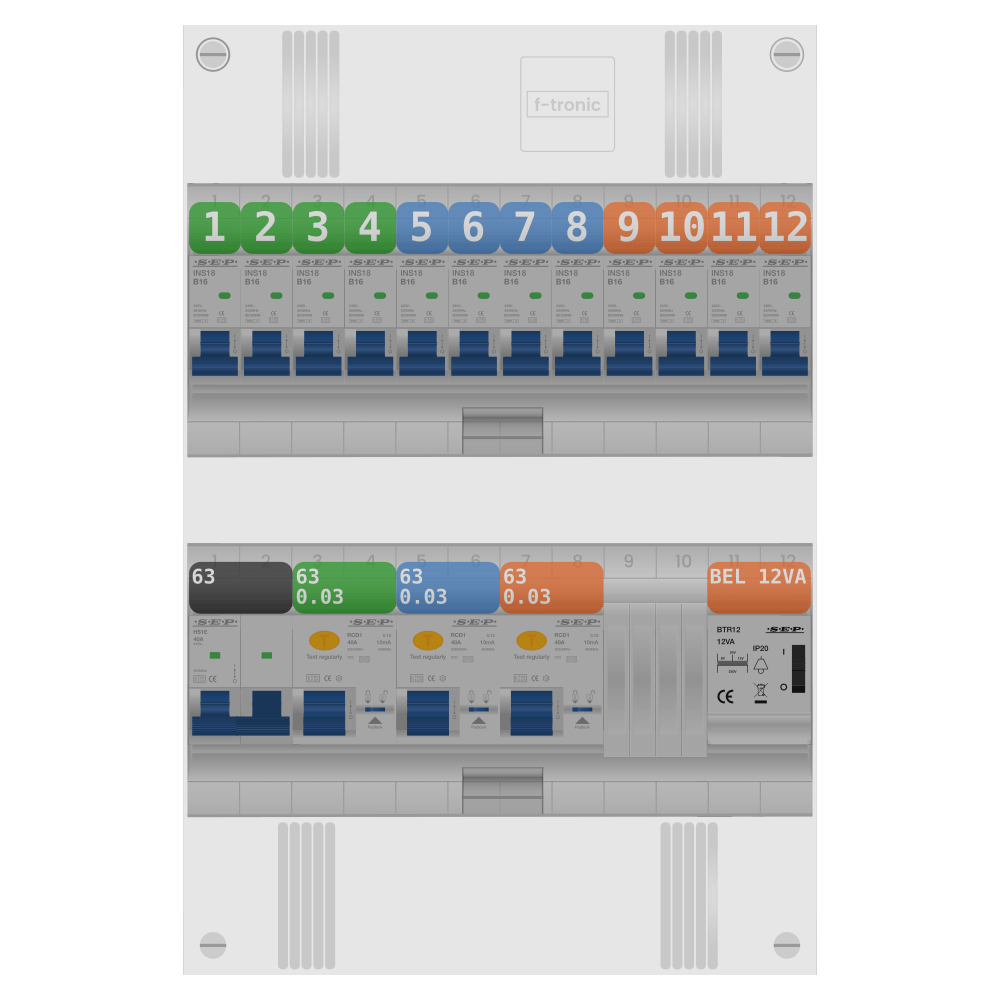 SEP Pro Groepenkast PV-ready 63A 1 fase 12 groepen + beltrafo