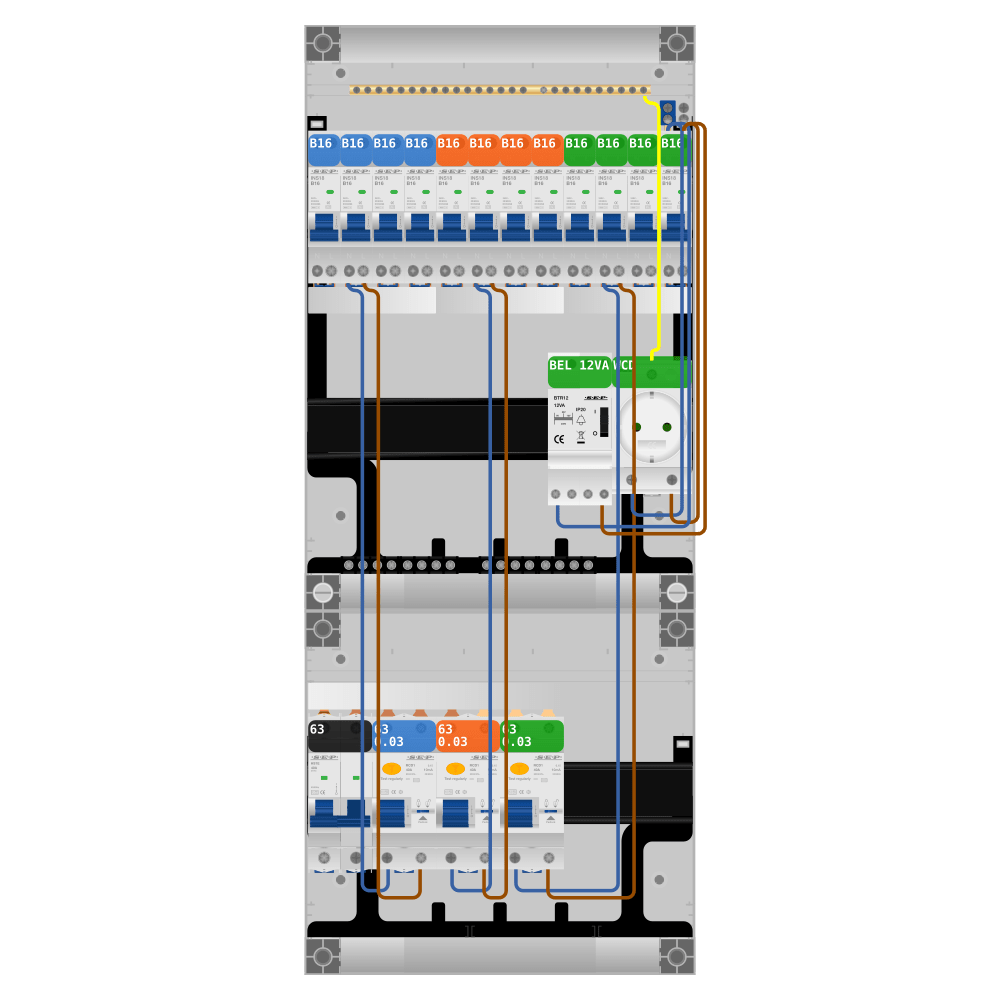 SEP Pro Groepenkast PV-ready 63A 1 fase 12 groepen + beltrafo + wcd