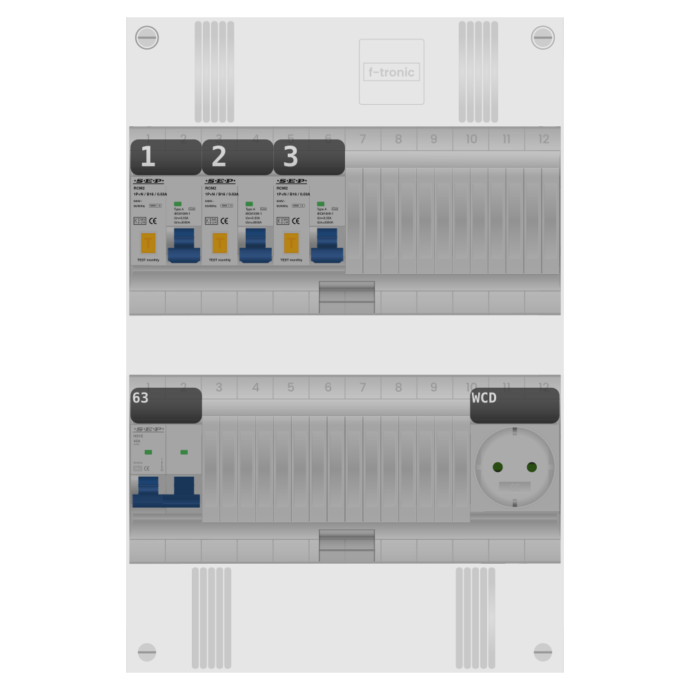 SEP Pro Groepenkast PV-ready 63A 1 fase 3 alamat + wcd