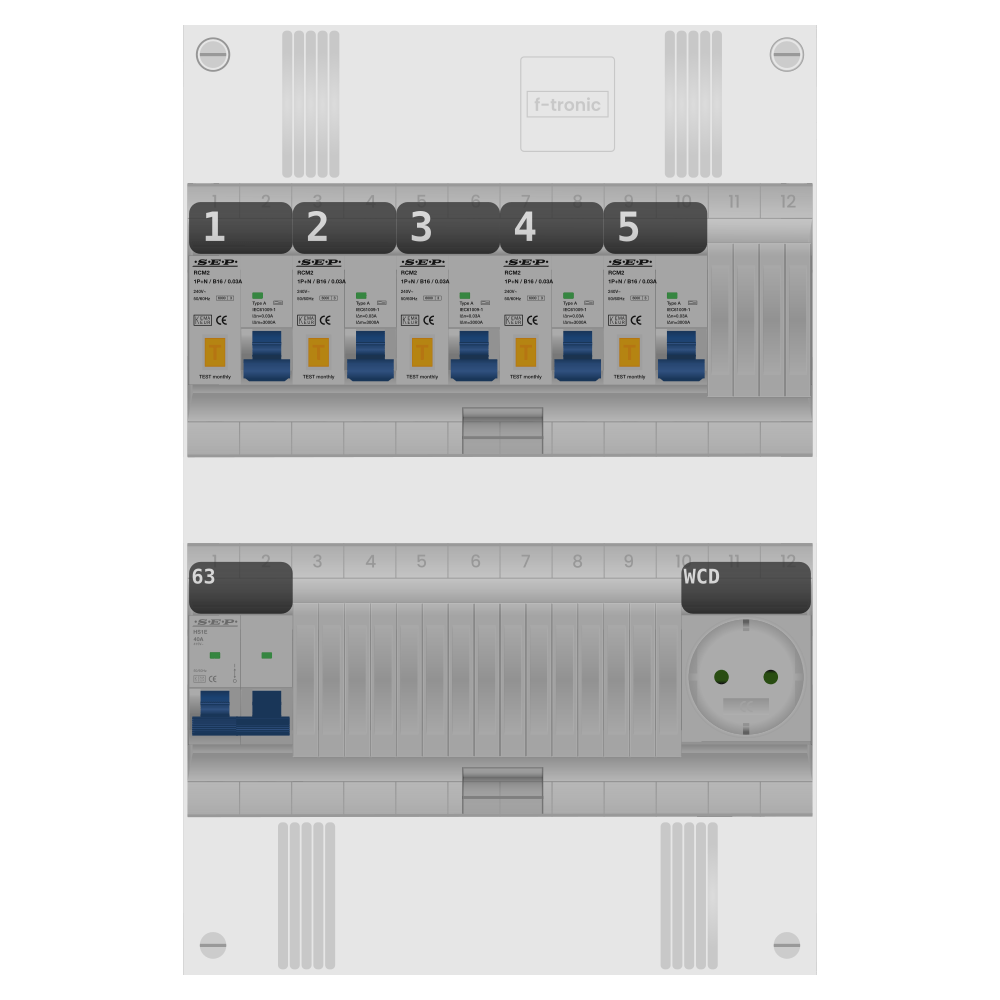 SEP Pro Groepenkast PV-ready 63A 1 fase 5 alamat + wcd