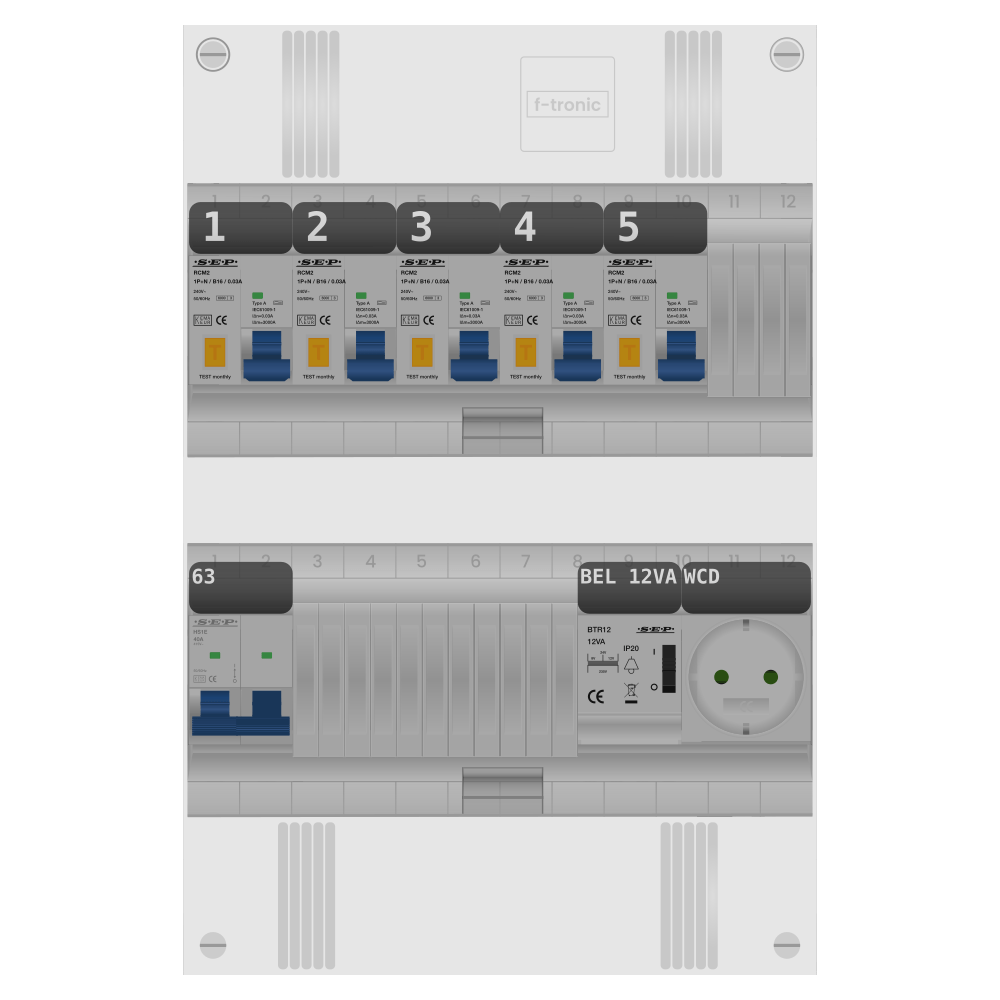 SEP Pro Groepenkast PV-ready 63A 1 fase 5 alamat + beltrafo + wcd