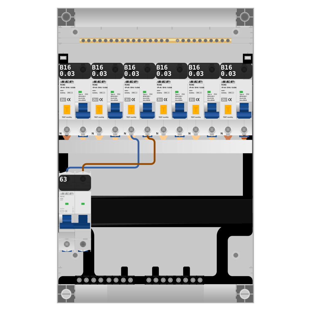 SEP Pro Groepenkast PV-ready 63A 1 fase 6 alama
