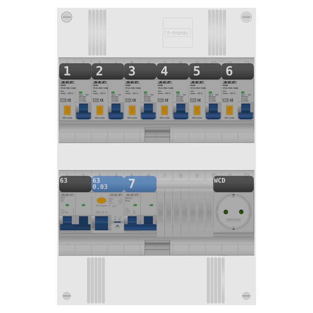 SEP Pro Groepenkast PV-ready 63A 1 fase 6 alamat + wcd + kookgroep