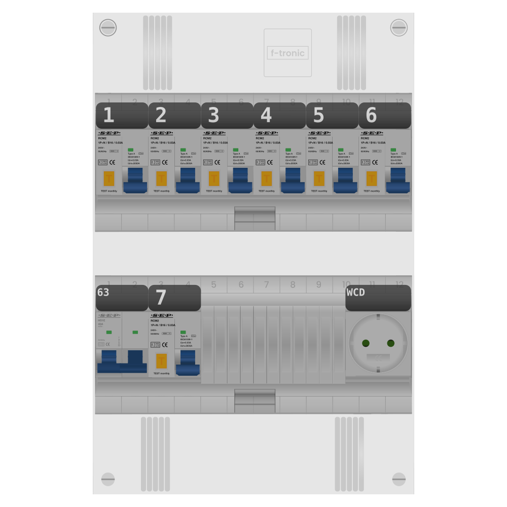 SEP Pro Groepenkast PV-ready 63A 1 fase 7 alamat + wcd