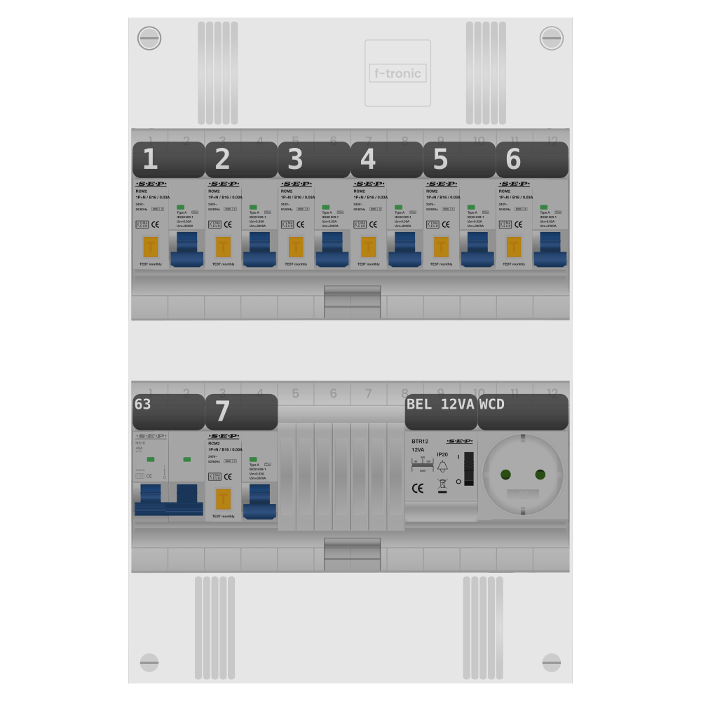 SEP Pro Groepenkast PV-ready 63A 1 fase 7 alamat + beltrafo + wcd
