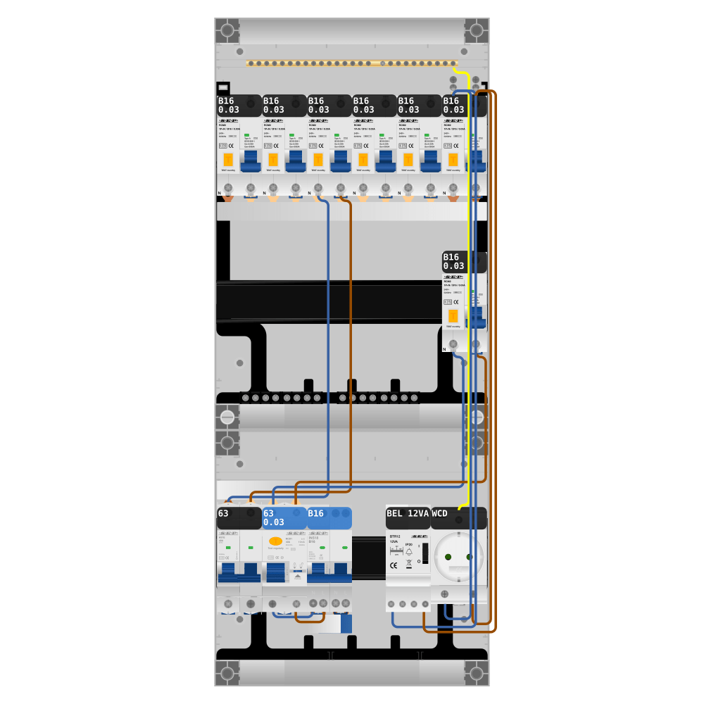 SEP Pro Groepenkast PV-ready 63A 1 fase 7 alamat + beltrafo + wcd + kookgroep
